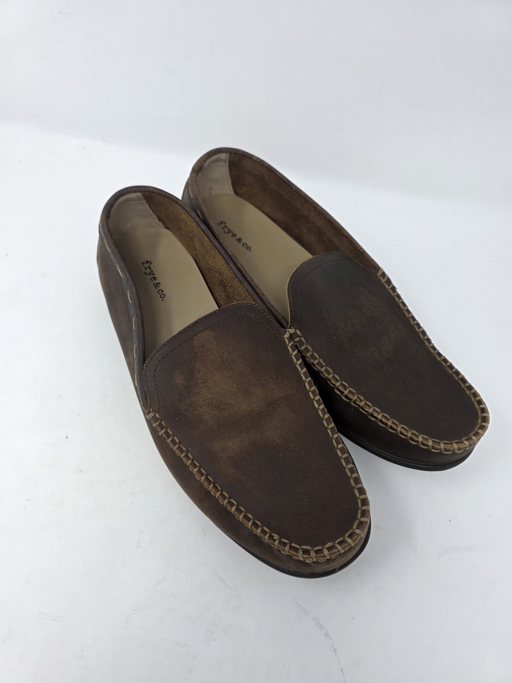 Frye & Co Mens Size 9 Brown Leather Driving Moc Loafers Shoes 3450142-BRN